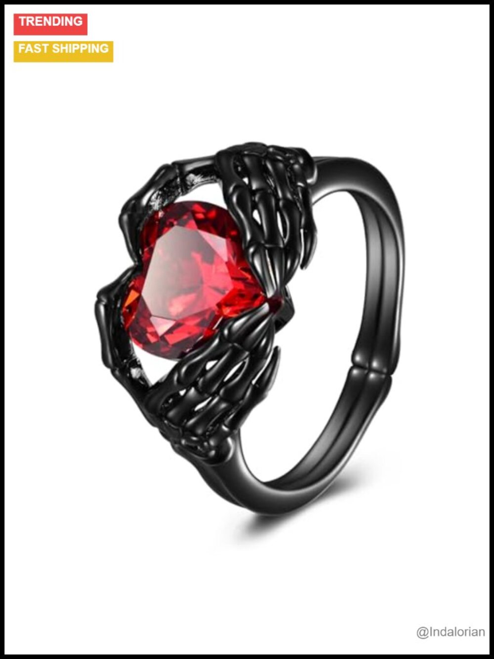 Sterling Silver Claddagh Ring Goth Skull Hand Heart Halloween Jewelry